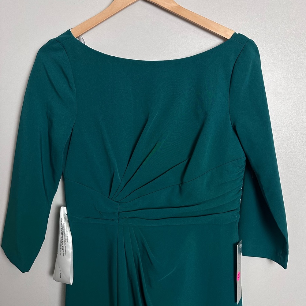 KAY UNGER Dark Aqua Side Slit Gown - Picture 8 of 10